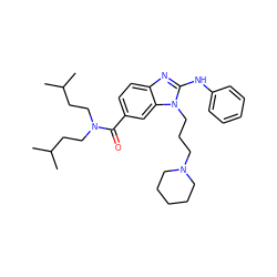 CC(C)CCN(CCC(C)C)C(=O)c1ccc2nc(Nc3ccccc3)n(CCCN3CCCCC3)c2c1 ZINC000028823400