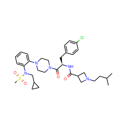 CC(C)CCN1CC(C(=O)N[C@H](Cc2ccc(Cl)cc2)C(=O)N2CCN(c3ccccc3N(CC3CC3)S(C)(=O)=O)CC2)C1 ZINC000095607648