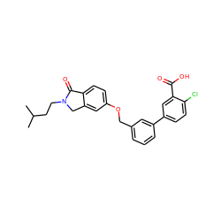 CC(C)CCN1Cc2cc(OCc3cccc(-c4ccc(Cl)c(C(=O)O)c4)c3)ccc2C1=O ZINC000066101274