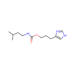 CC(C)CCNC(=O)OCCCc1c[nH]cn1 ZINC000013782935