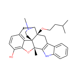 CC(C)CCO[C@@]12Cc3c([nH]c4ccccc34)[C@]3(C)Oc4c(O)ccc5c4[C@]13CCN(C)[C@@H]2C5 ZINC000013492435