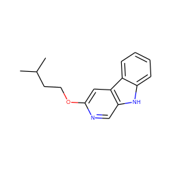 CC(C)CCOc1cc2c(cn1)[nH]c1ccccc12 ZINC000100640615