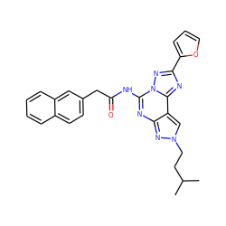 CC(C)CCn1cc2c(nc(NC(=O)Cc3ccc4ccccc4c3)n3nc(-c4ccco4)nc23)n1 ZINC000045289653