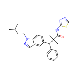 CC(C)CCn1ncc2cc([C@@H](c3ccccc3)C(C)(C)C(=O)Nc3nncs3)ccc21 ZINC000096283927