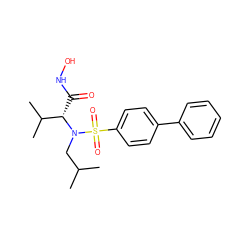 CC(C)CN([C@@H](C(=O)NO)C(C)C)S(=O)(=O)c1ccc(-c2ccccc2)cc1 ZINC000653777935