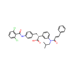 CC(C)CN(C(=O)/C=C/c1ccccc1)c1cccc([C@@H](Cc2ccc(NC(=O)c3c(Cl)cccc3Cl)cc2)C(=O)O)c1 ZINC000028132465