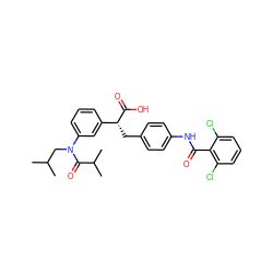 CC(C)CN(C(=O)C(C)C)c1cccc([C@@H](Cc2ccc(NC(=O)c3c(Cl)cccc3Cl)cc2)C(=O)O)c1 ZINC000028352142