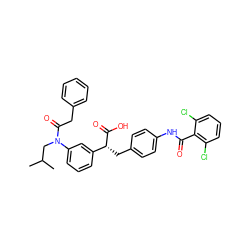 CC(C)CN(C(=O)Cc1ccccc1)c1cccc([C@@H](Cc2ccc(NC(=O)c3c(Cl)cccc3Cl)cc2)C(=O)O)c1 ZINC000028351629