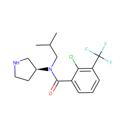 CC(C)CN(C(=O)c1cccc(C(F)(F)F)c1Cl)[C@H]1CCNC1 ZINC000048995271