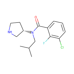 CC(C)CN(C(=O)c1cccc(Cl)c1F)[C@H]1CCNC1 ZINC000048998707