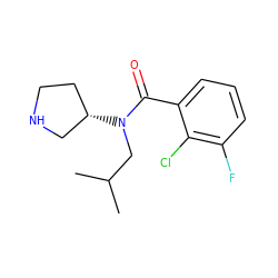 CC(C)CN(C(=O)c1cccc(F)c1Cl)[C@H]1CCNC1 ZINC000048999050