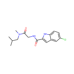 CC(C)CN(C)C(=O)CNC(=O)c1cc2cc(Cl)ccc2[nH]1 ZINC000028134201