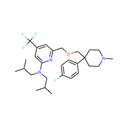 CC(C)CN(CC(C)C)c1cc(C(F)(F)F)cc(COCC2(c3ccc(F)cc3)CCN(C)CC2)n1 ZINC000095586953