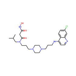 CC(C)CN(CCCN1CCN(CCCNc2ccnc3cc(Cl)ccc23)CC1)C(=O)CC(=O)NO ZINC000022445464