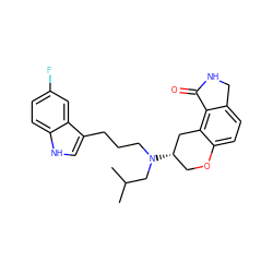 CC(C)CN(CCCc1c[nH]c2ccc(F)cc12)[C@H]1COc2ccc3c(c2C1)C(=O)NC3 ZINC000045349917