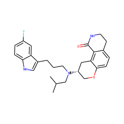 CC(C)CN(CCCc1c[nH]c2ccc(F)cc12)[C@H]1COc2ccc3c(c2C1)C(=O)NCC3 ZINC000034841817