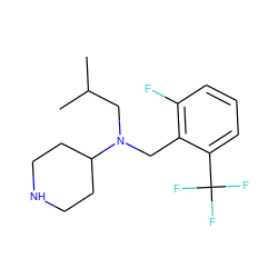 CC(C)CN(Cc1c(F)cccc1C(F)(F)F)C1CCNCC1 ZINC000036093155