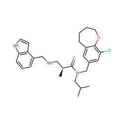 CC(C)CN(Cc1cc(Cl)c2c(c1)CCCCO2)C(=O)[C@@H](C)CNCc1cccc2[nH]ccc12 ZINC000114100571