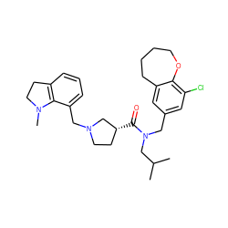 CC(C)CN(Cc1cc(Cl)c2c(c1)CCCCO2)C(=O)[C@@H]1CCN(Cc2cccc3c2N(C)CC3)C1 ZINC000114101018