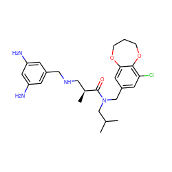 CC(C)CN(Cc1cc(Cl)c2c(c1)OCCCO2)C(=O)[C@@H](C)CNCc1cc(N)cc(N)c1 ZINC000114099153