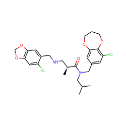 CC(C)CN(Cc1cc(Cl)c2c(c1)OCCCO2)C(=O)[C@@H](C)CNCc1cc2c(cc1Cl)OCO2 ZINC000114097506