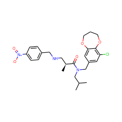 CC(C)CN(Cc1cc(Cl)c2c(c1)OCCCO2)C(=O)[C@@H](C)CNCc1ccc([N+](=O)[O-])cc1 ZINC000114098015