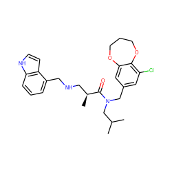 CC(C)CN(Cc1cc(Cl)c2c(c1)OCCCO2)C(=O)[C@@H](C)CNCc1cccc2[nH]ccc12 ZINC000114097413