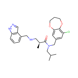 CC(C)CN(Cc1cc(Cl)c2c(c1)OCCCO2)C(=O)[C@@H](C)CNCc1cccc2[nH]ncc12 ZINC000114099635