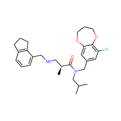 CC(C)CN(Cc1cc(Cl)c2c(c1)OCCCO2)C(=O)[C@@H](C)CNCc1cccc2c1CCC2 ZINC000114100638