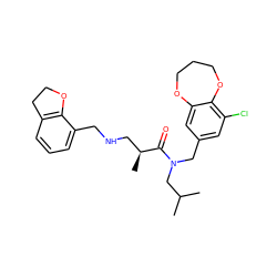 CC(C)CN(Cc1cc(Cl)c2c(c1)OCCCO2)C(=O)[C@@H](C)CNCc1cccc2c1OCC2 ZINC000114099670