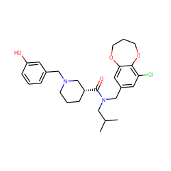 CC(C)CN(Cc1cc(Cl)c2c(c1)OCCCO2)C(=O)[C@@H]1CCCN(Cc2cccc(O)c2)C1 ZINC000114100655