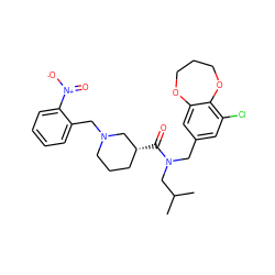 CC(C)CN(Cc1cc(Cl)c2c(c1)OCCCO2)C(=O)[C@@H]1CCCN(Cc2ccccc2[N+](=O)[O-])C1 ZINC000114097886