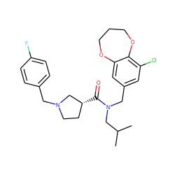 CC(C)CN(Cc1cc(Cl)c2c(c1)OCCCO2)C(=O)[C@@H]1CCN(Cc2ccc(F)cc2)C1 ZINC000114099800