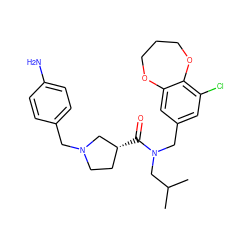 CC(C)CN(Cc1cc(Cl)c2c(c1)OCCCO2)C(=O)[C@@H]1CCN(Cc2ccc(N)cc2)C1 ZINC000114099103