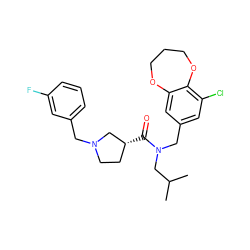 CC(C)CN(Cc1cc(Cl)c2c(c1)OCCCO2)C(=O)[C@@H]1CCN(Cc2cccc(F)c2)C1 ZINC000114099073