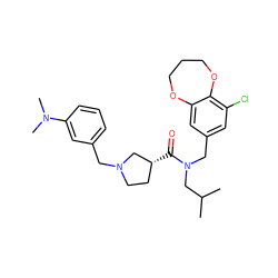 CC(C)CN(Cc1cc(Cl)c2c(c1)OCCCO2)C(=O)[C@@H]1CCN(Cc2cccc(N(C)C)c2)C1 ZINC000114097672