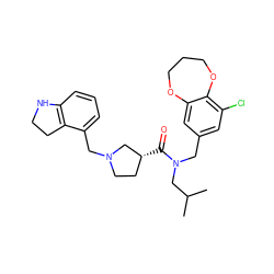 CC(C)CN(Cc1cc(Cl)c2c(c1)OCCCO2)C(=O)[C@@H]1CCN(Cc2cccc3c2CCN3)C1 ZINC000114097399