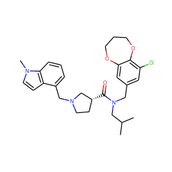 CC(C)CN(Cc1cc(Cl)c2c(c1)OCCCO2)C(=O)[C@@H]1CCN(Cc2cccc3c2ccn3C)C1 ZINC000114099734