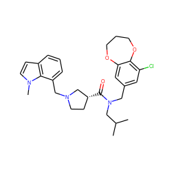 CC(C)CN(Cc1cc(Cl)c2c(c1)OCCCO2)C(=O)[C@@H]1CCN(Cc2cccc3ccn(C)c23)C1 ZINC000114097526