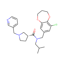 CC(C)CN(Cc1cc(Cl)c2c(c1)OCCCO2)C(=O)[C@@H]1CCN(Cc2cccnc2)C1 ZINC000114099104