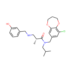 CC(C)CN(Cc1cc(Cl)c2c(c1)OCCCO2)C(=O)[C@H](C)CNCc1cccc(O)c1 ZINC000148698050