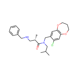 CC(C)CN(Cc1cc2c(cc1Cl)OCCCO2)C(=O)[C@@H](C)CNCc1ccccc1 ZINC000114100547