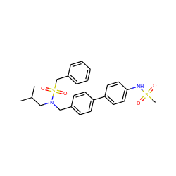 CC(C)CN(Cc1ccc(-c2ccc(NS(C)(=O)=O)cc2)cc1)S(=O)(=O)Cc1ccccc1 ZINC000148828877