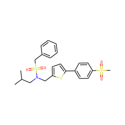 CC(C)CN(Cc1ccc(-c2ccc(S(C)(=O)=O)cc2)s1)S(=O)(=O)Cc1ccccc1 ZINC000098208412