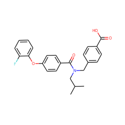 CC(C)CN(Cc1ccc(C(=O)O)cc1)C(=O)c1ccc(Oc2ccccc2F)cc1 ZINC000584598184