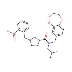 CC(C)CN(Cc1ccc2c(c1)OCCCO2)C(=O)[C@@H]1CCN(Cc2ccccc2[N+](=O)[O-])C1 ZINC000114099044