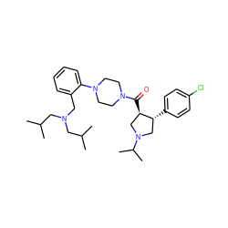 CC(C)CN(Cc1ccccc1N1CCN(C(=O)[C@@H]2CN(C(C)C)C[C@H]2c2ccc(Cl)cc2)CC1)CC(C)C ZINC000028959709