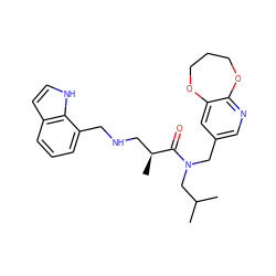 CC(C)CN(Cc1cnc2c(c1)OCCCO2)C(=O)[C@@H](C)CNCc1cccc2cc[nH]c12 ZINC000148823179