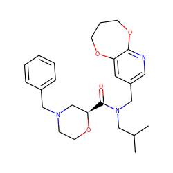 CC(C)CN(Cc1cnc2c(c1)OCCCO2)C(=O)[C@@H]1CN(Cc2ccccc2)CCO1 ZINC000148827442