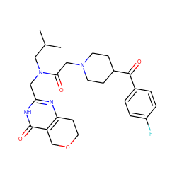 CC(C)CN(Cc1nc2c(c(=O)[nH]1)COCC2)C(=O)CN1CCC(C(=O)c2ccc(F)cc2)CC1 ZINC000096283567